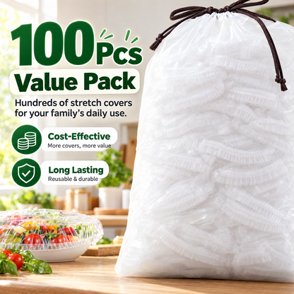 100PCS Disposable Stretch Food Covers for Bowls & Plates