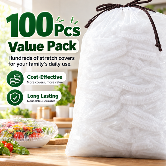100PCS Disposable Stretch Food Covers for Bowls & Plates